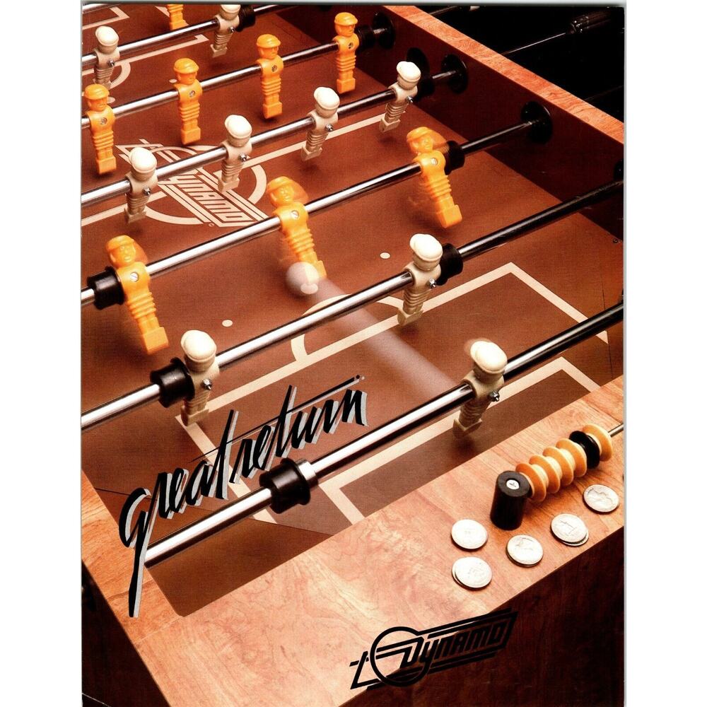 Dynamo Foosball Table Flyer + Bulletin Vintage Original Soccer Promo 8.5" x 11"